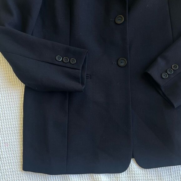 Talbots Women’s Navy Blue 100% Wool Fitted One Button Blazer Size 10 - Picture 6 of 12